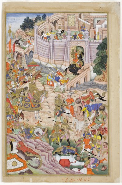 Les troupes de Babur prennent la forteresse de Kaboul, c.1590-1600 - Dhannu, and Dharmdas Farrukh